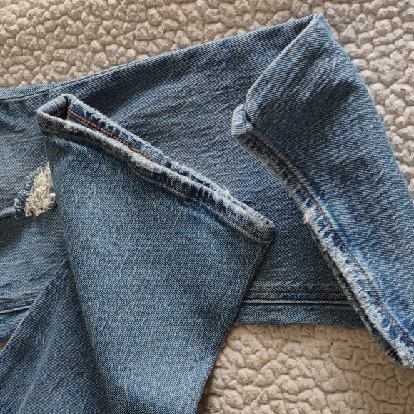 J. Crew 28P Demi Boot Crop Distressed Cotton Tencel Blend Blue Jeans - Picture 13 of 16